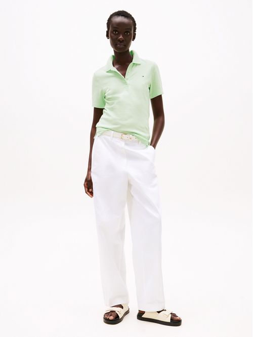 Polo verde 1985 Collection slim de piqué