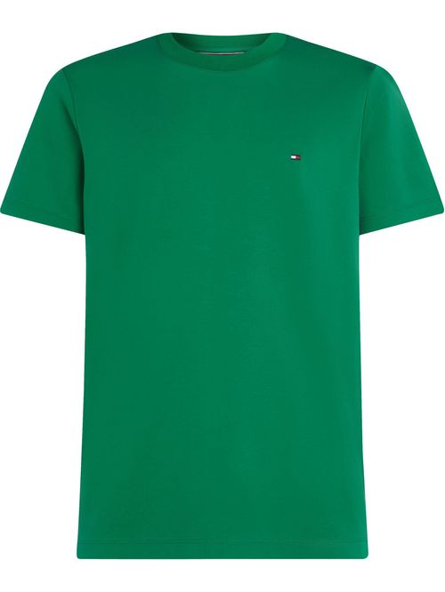Camiseta verde de tejido interlock con corte slim