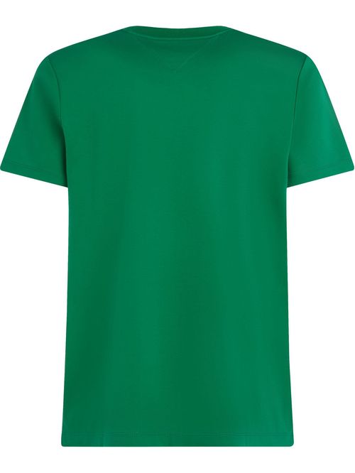 Camiseta verde de tejido interlock con corte slim