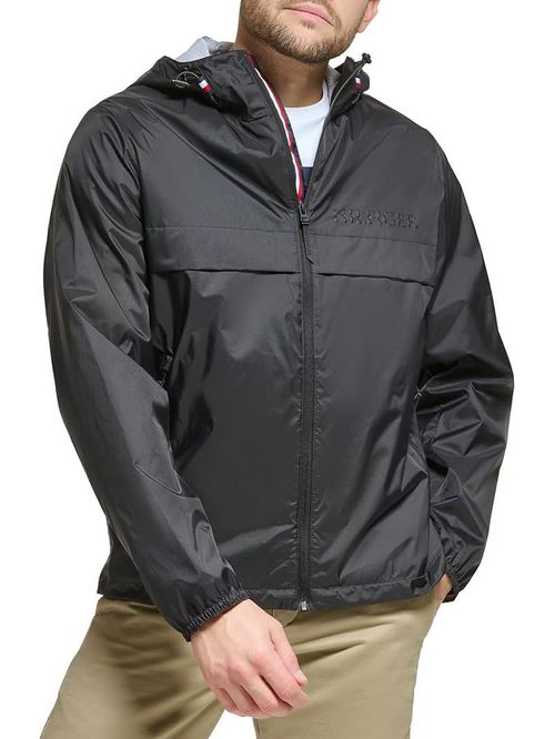 Chaqueta negra manga larga con cierre de cremallera