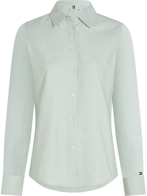 Camisa verde de corte regular con logo bordado