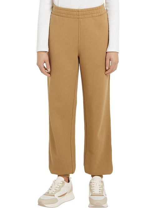 Joggers beige cónicos con logo lateral