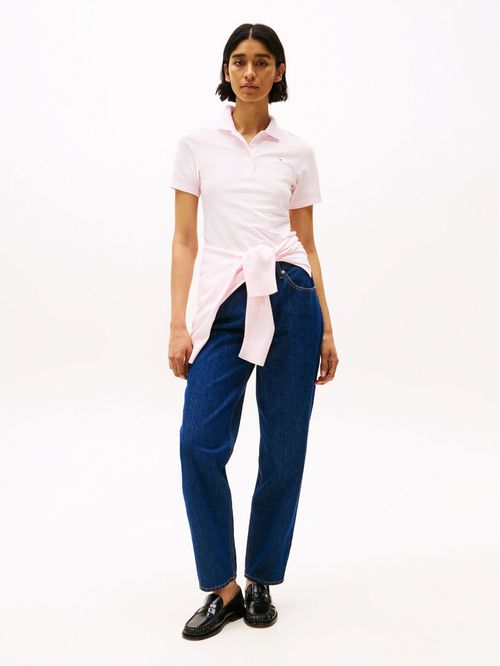 Polo rosa 1985 Collection slim de piqué