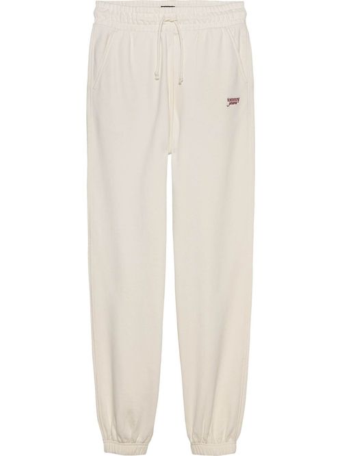 Joggers blanco Signature amplios con bajo elástico
