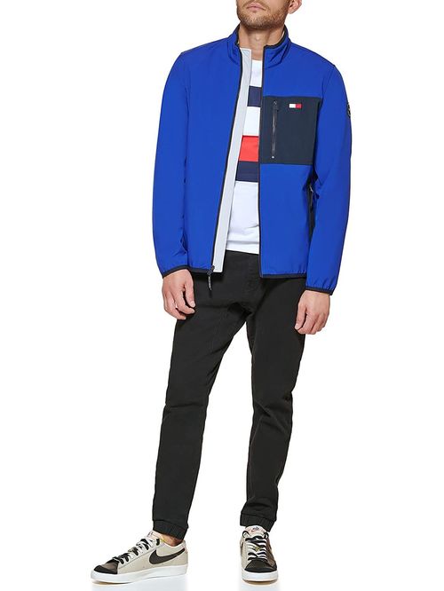 Chaqueta azul softshell con logo