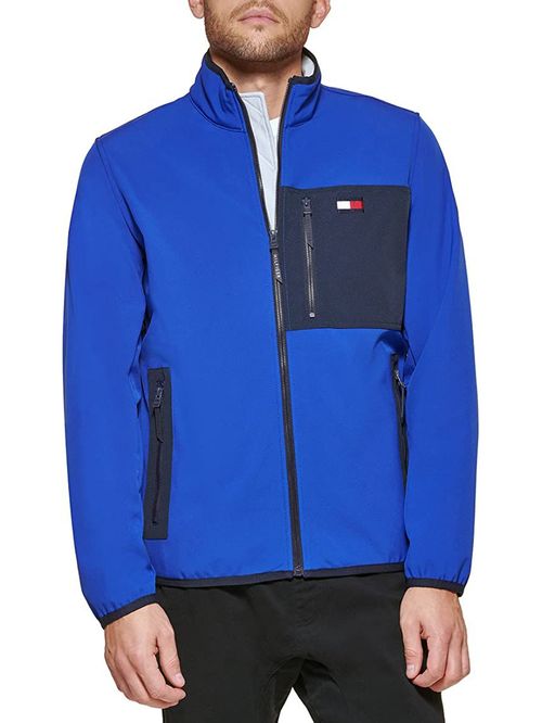 Chaqueta azul softshell con logo