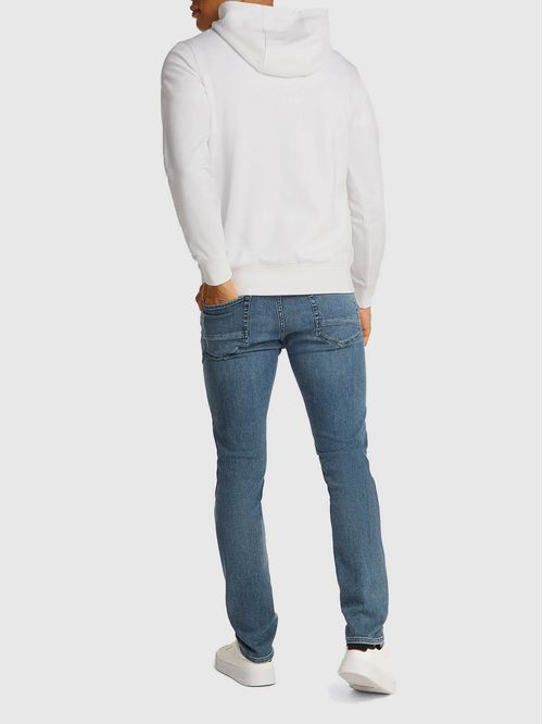 Buzo blanco de felpa con capota y logo bordado