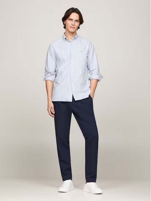 Camisa azul Heritage de rayas con corte regular