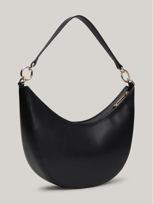 Bolso negro de hombro con monotipo Hilfiger
