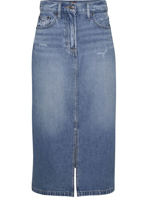 Falda azul denim con abertura Frontal