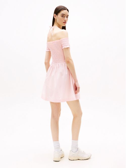 Vestido multicolor corto evasé de cuello halter