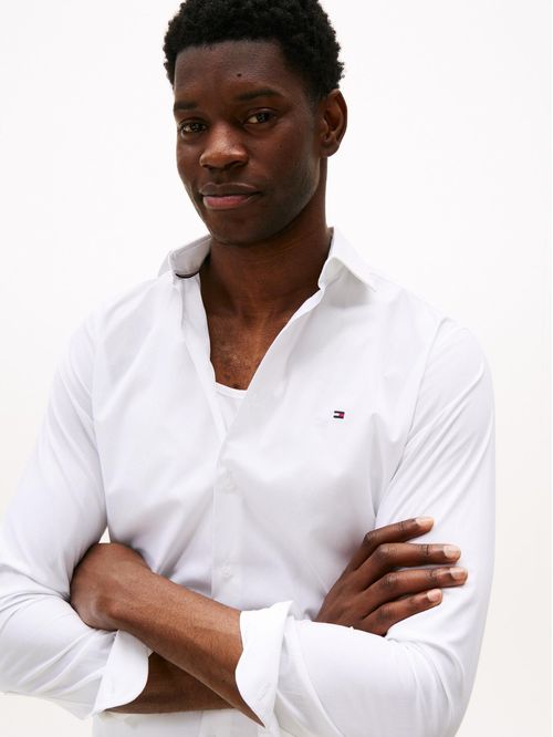 Camisa blanca flex poplin de corte slim