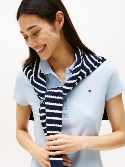 Vestido celeste tipo polo de corte slim