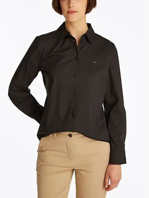 Camisa negra de popelín de corte regular