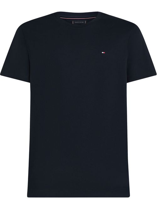 Camiseta azul de cuello redondo y punto interlock