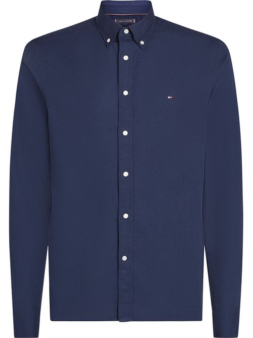 Camisa azul TH Flex slim de tejido dobby