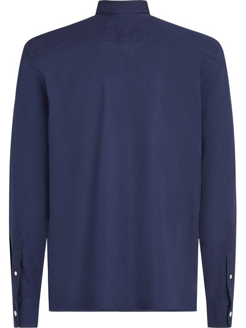 Camisa azul TH Flex slim de tejido dobby