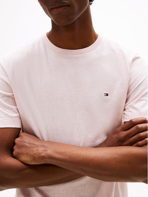 Camiseta rosa jaspeada de cuello redondo