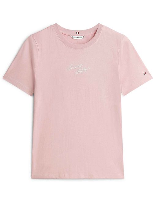 Camiseta rosa con logo gráfico de corte regular