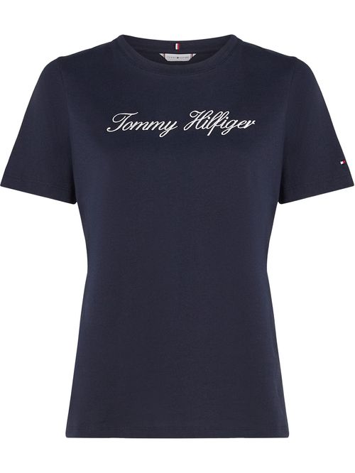 Camiseta azul de corte regular con logo script