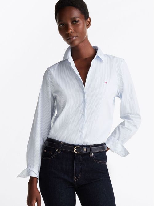 Camisa celeste de popelín de corte regular