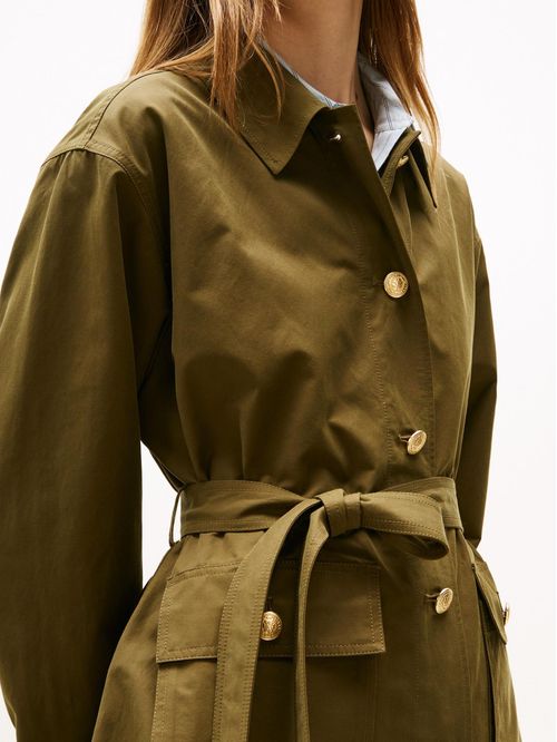 Chaqueta verde de campaña repelente al agua