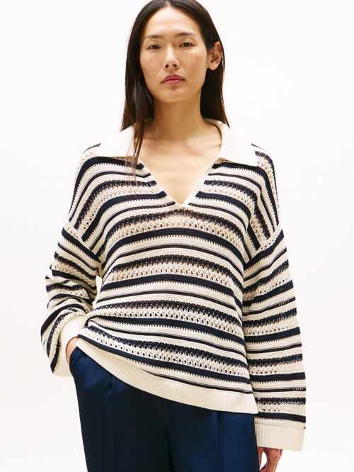 Saco multicolor tipo polo de punto calado