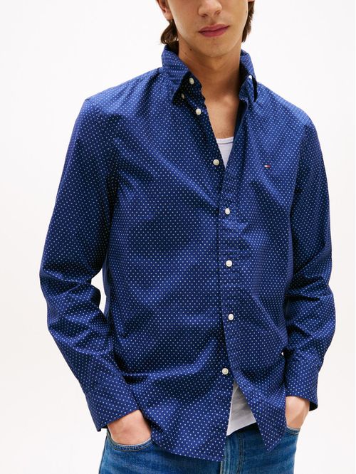 Camisa azul oscuro Flex Poplin de manga larga