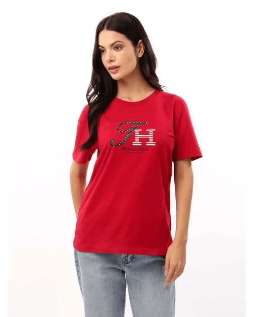 Camiseta rojo con logo gráfico de corte regular