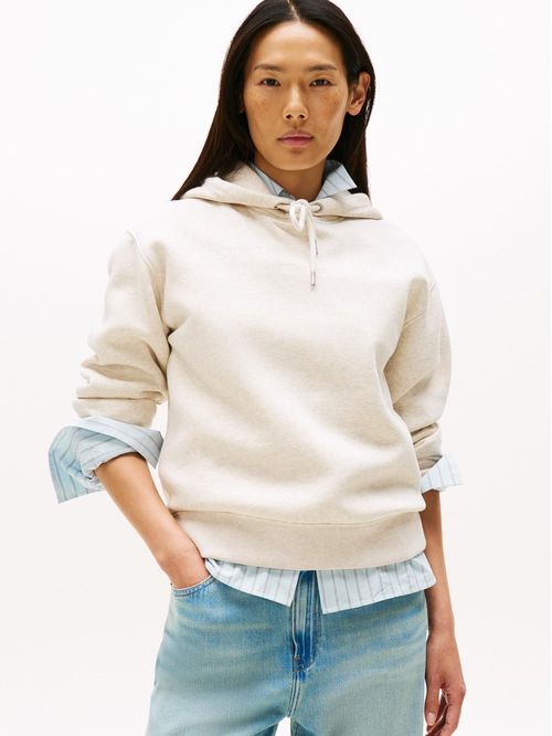 Buzo blanco con capota, cordón y logo bordado