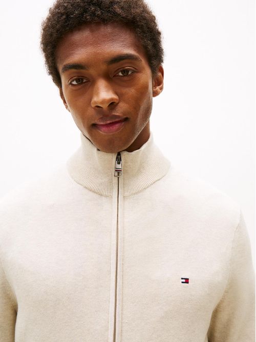 Saco gris de cuello perkins con cremallera