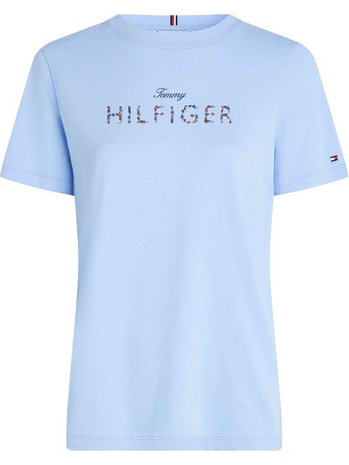 Camiseta celeste con logo gráfico de corte regular