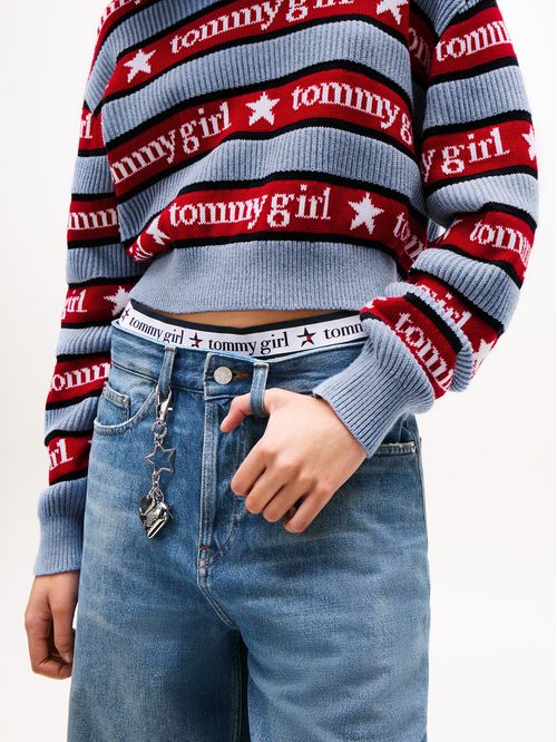 Saco celeste Tommy Girl con rayas