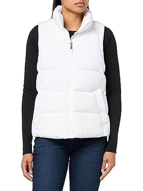 Chaleco blanco de cuello alto con cierre de cremallera