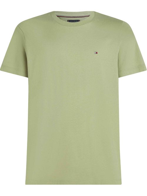 Camiseta verde de cuello redondo con logo bordado