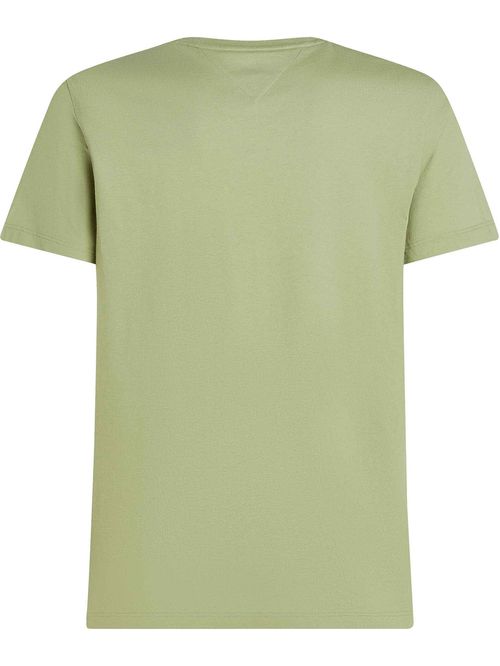 Camiseta verde de cuello redondo con logo bordado