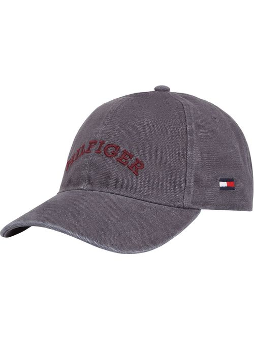 Gorra gris de béisbol con monotipo Hilfiger