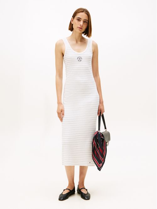 Vestido multicolor de corte slim con diseño de rayas