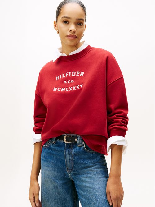 Saco rojo fleece de cuello redondo