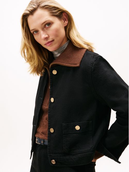 Chaqueta negra denim negra con logo