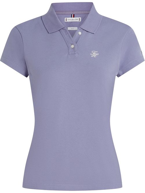Polo purpura de corte slim con logo script