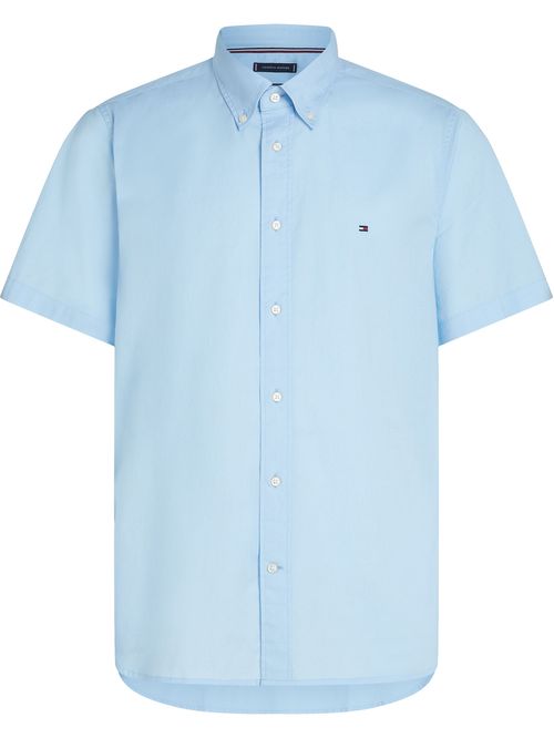 Camisa celeste Flex Poplin Solid de manga corta