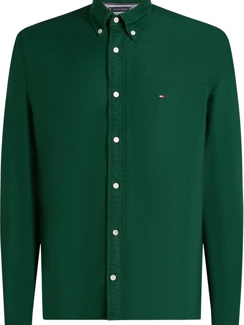 Camisa verde de corte regular con logo bordado