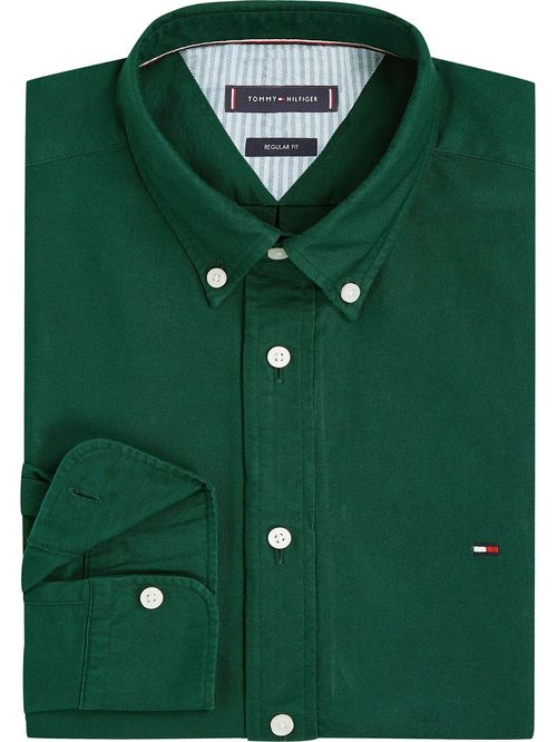Camisa verde de corte regular con logo bordado