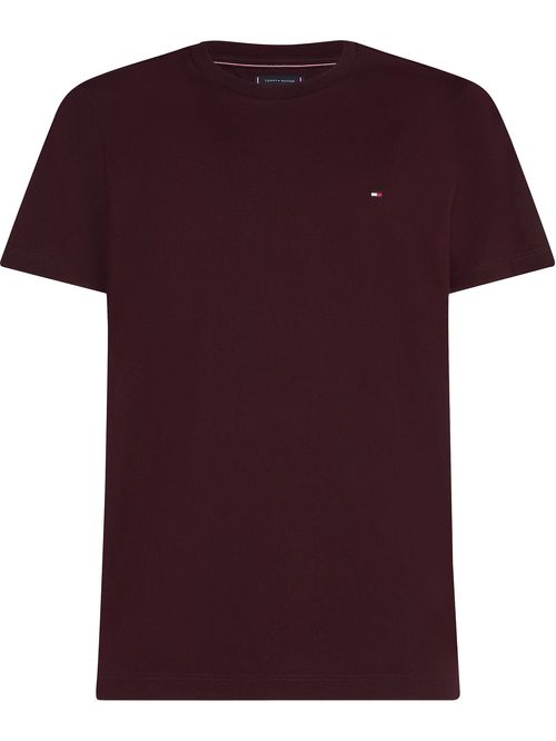 Camiseta roja de cuello redondo con logo bordado