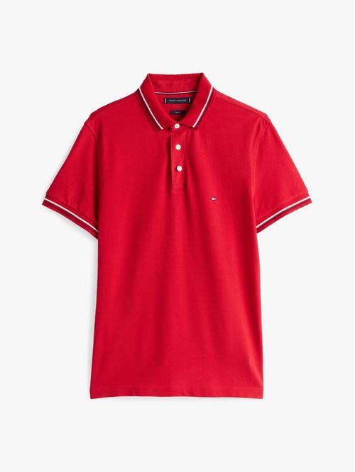 Polo rojo ribeteado de corte slim