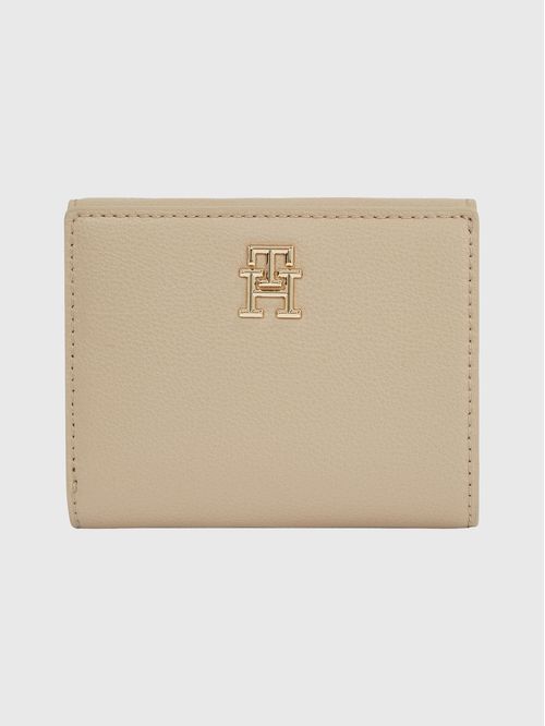 Cartera Mediana Con Acabado Granulado Mujer Beige Tommy Hilfiger