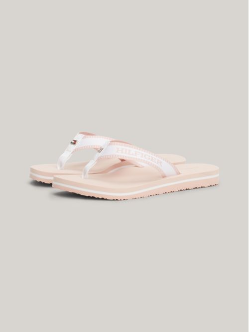 Chanclas blanco trenzadas con monotipo Hilfiger