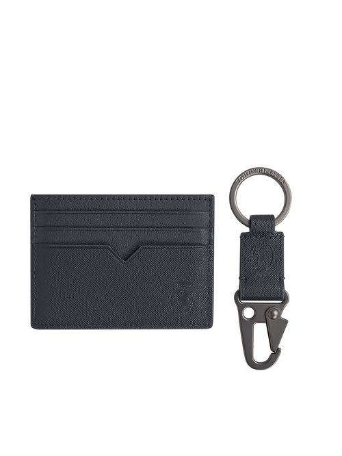 Set azul de tarjetero y llavero