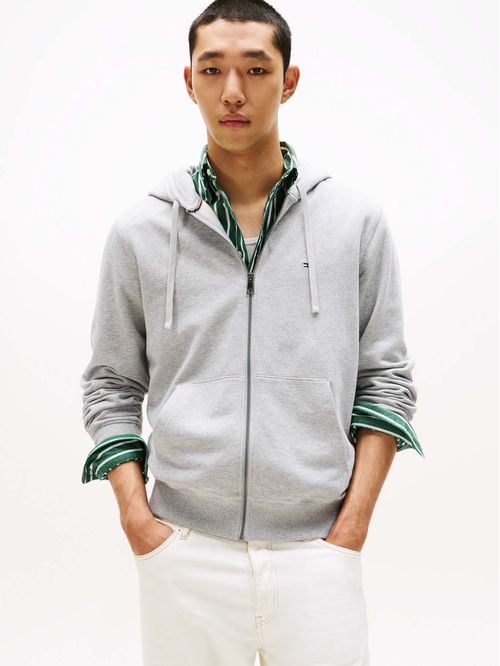 Buzo gris con capota y cremallera